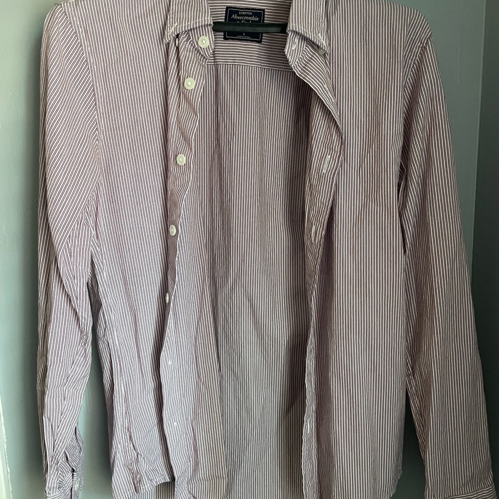 Abercrombie & Fitch Slim Fit Stretch Shirt - Red and White Stripe